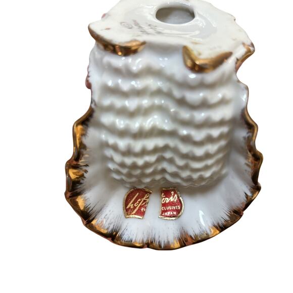 Lefton Bloomer Girls by Geo Z Figurine Gold Pink Dress 50s Victorian FLAW READ - Picture 12 of 13